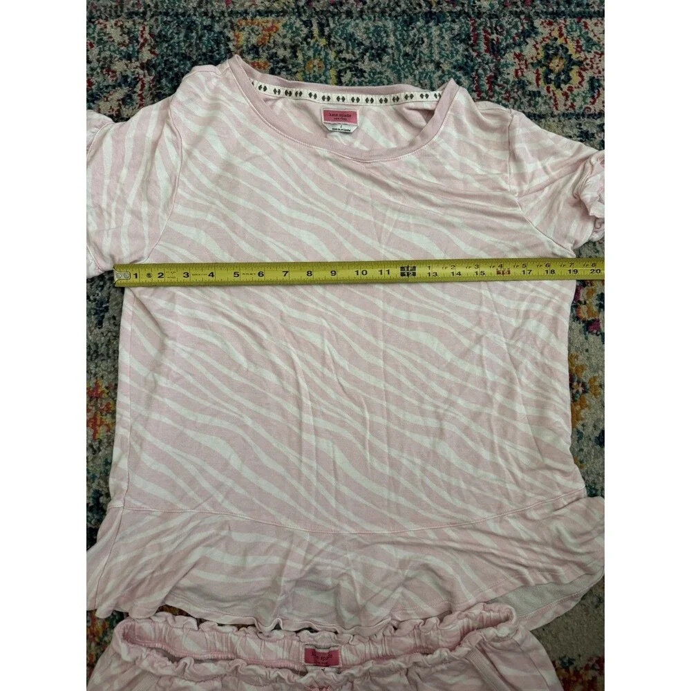 Kate Spade New York Women's Pink‎ Striped Pajama Set Ruffle Size L/XL